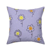 Polka Dots Little Flowers Doodle | Orange, Yellow and Purple