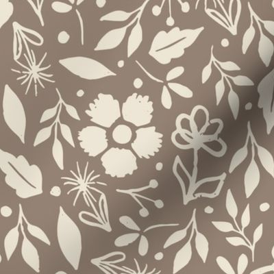 Small Autumn Florals On Morel Brown | Large