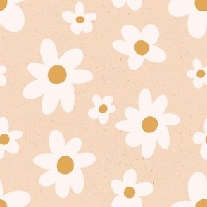 Boho chic happy daisy on blush creamy background 