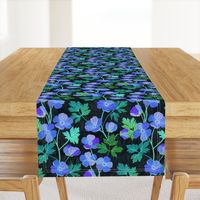 Teal and Purple Floral on Dark Textured Background - large
