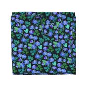 Teal and Purple Floral on Dark Textured Background - large