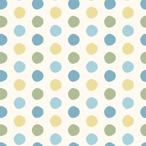 Polka Dots, Multicolored on Cream
