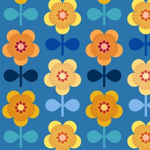 Bright Buttercups Floral Geometric Pattern