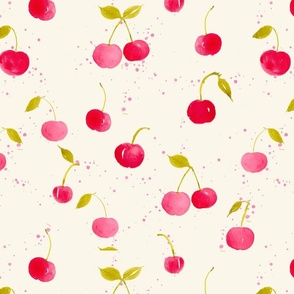 Cherries Jubilee on Custard 16x16