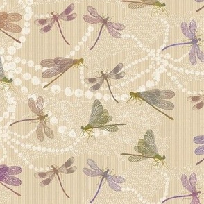Dragonflies On Pearl Chain - Gray Sand