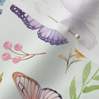 Butterflies Lg – Girly Colorful Butterfly Fabric, Garden Floral, Flowers & Butterflies Fabric (celery)