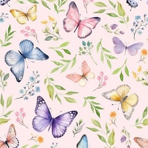 Butterflies Md – Girly Colorful Butterfly Fabric, Garden Floral, Flowers & Butterflies Fabric (shell)