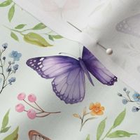 Butterflies Md – Girly Colorful Butterfly Fabric, Garden Floral, Flowers & Butterflies Fabric (celery)