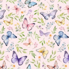 Butterflies Sm – Girly Colorful Butterfly Fabric, Garden Floral, Flowers & Butterflies Fabric (shell)