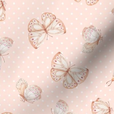 Blush Butterflies – Butterfly Fabric Nature Nursery Girl Fabric (baby pink)