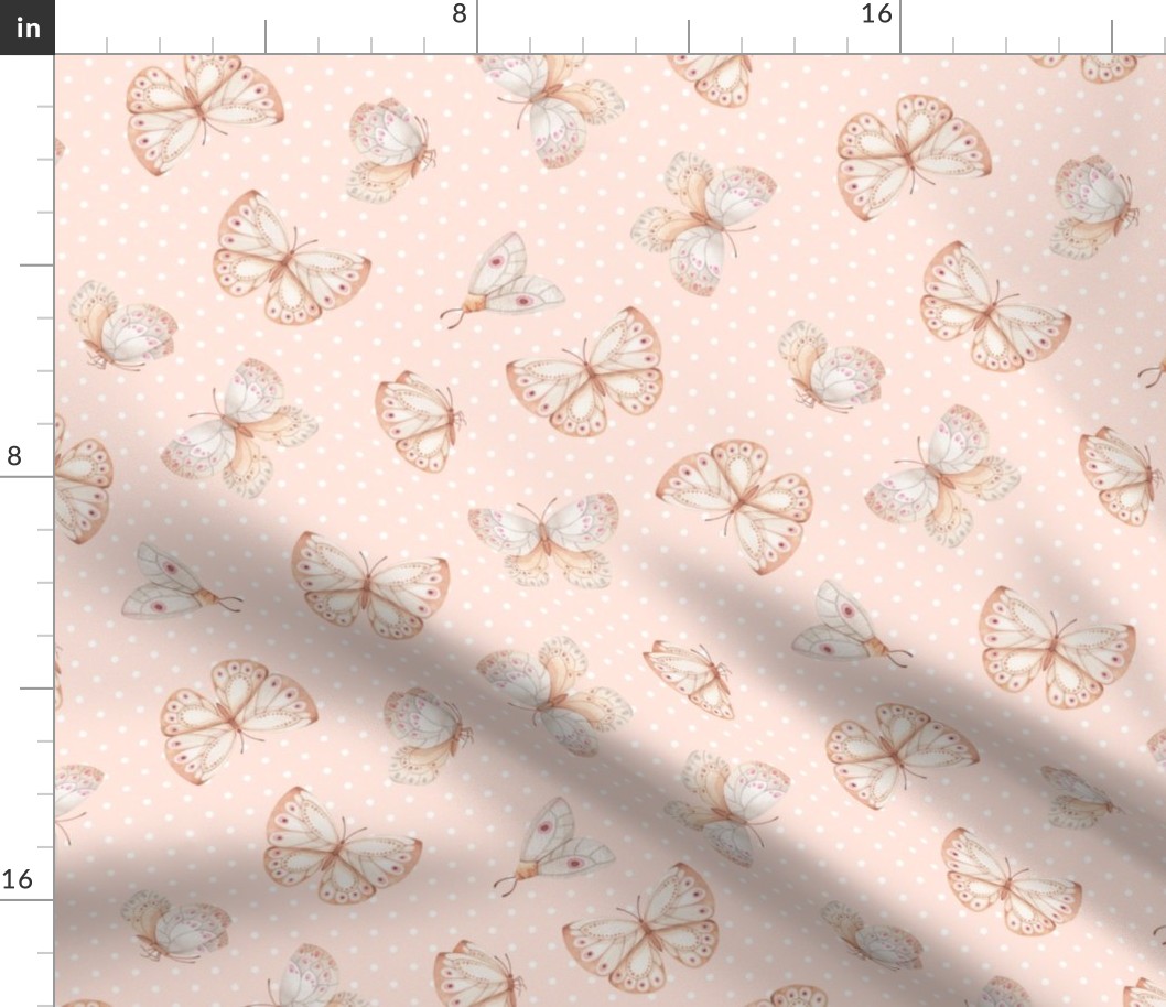 Blush Butterflies – Butterfly Fabric Nature Nursery Girl Fabric (baby pink)