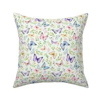 Butterflies Sm – Girly Colorful Butterfly Fabric, Garden Floral, Flowers & Butterflies Fabric (celery)