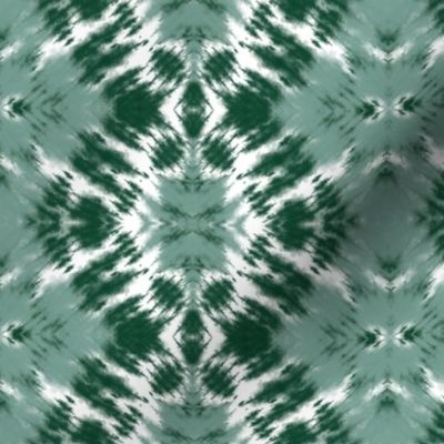 Green and  White Ikat / Tie dye Pattern / Small scale 