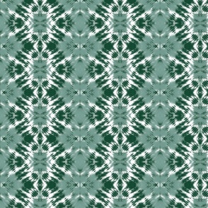 Green and  White Ikat / Tie dye Pattern / Small scale 