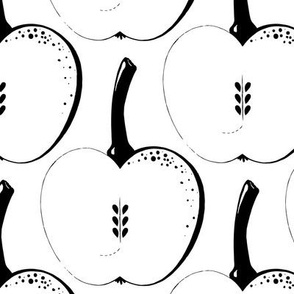 Outline of apples, Black on white background, Large scale