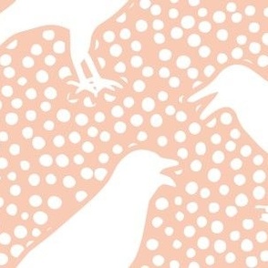 White Crows and Dots on Blush Pink