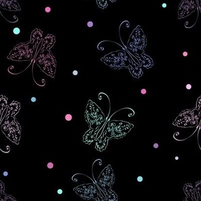 Butterfly biggest colorful dots black 8'' repeats 