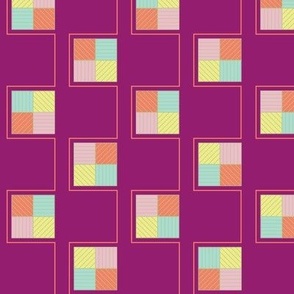 Retro Modern Colorful Squares in Mulberry