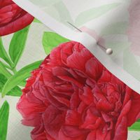 Elegant Watercolour Red Peony - Small Scale