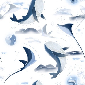 Dreamy ocean whales and stingrays (Medium)