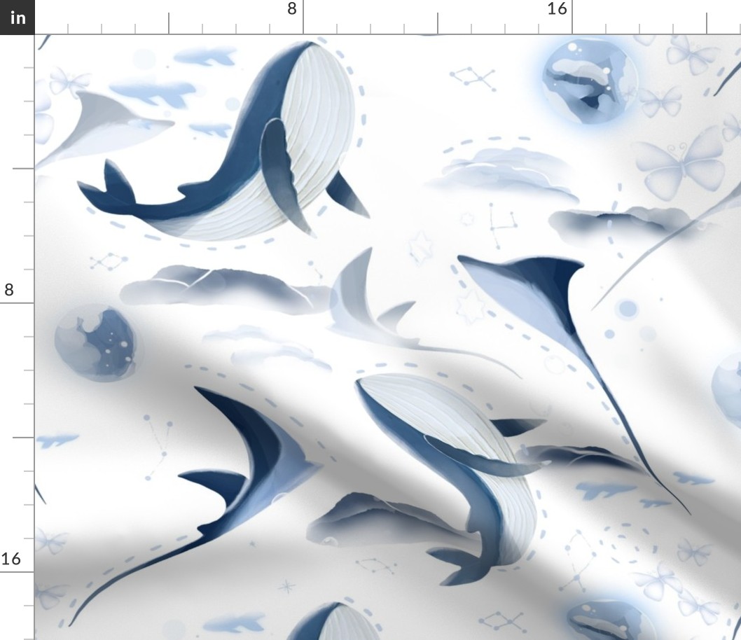 Dreamy ocean whales and stingrays (Medium)