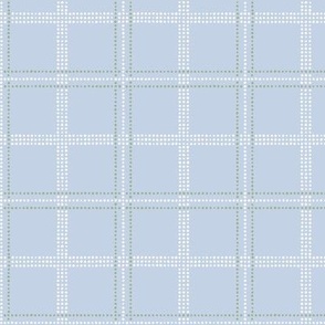 Doodle Plaid double: Chambray Blue & Green Dotted Plaid