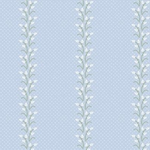 Annette Floral Stripe: Chambray Blue Floral Dot Mosaic Stripe