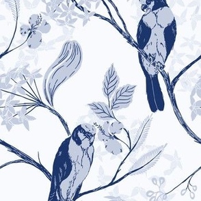 bornean falconet chinoiserie in light blue and navy
