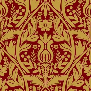 Red and Gold Damask
