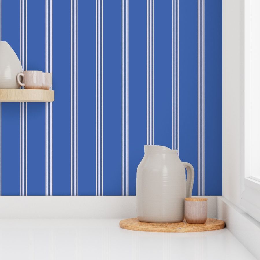 Vintage Stripe in Cobalt and Blush | 12" Repeat