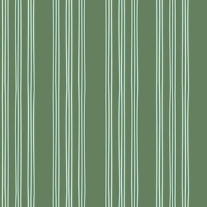 Triple Thin Stripe - Olive Green, Small Scale