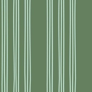 Triple Thin Stripe - Olive Green, Medium Scale