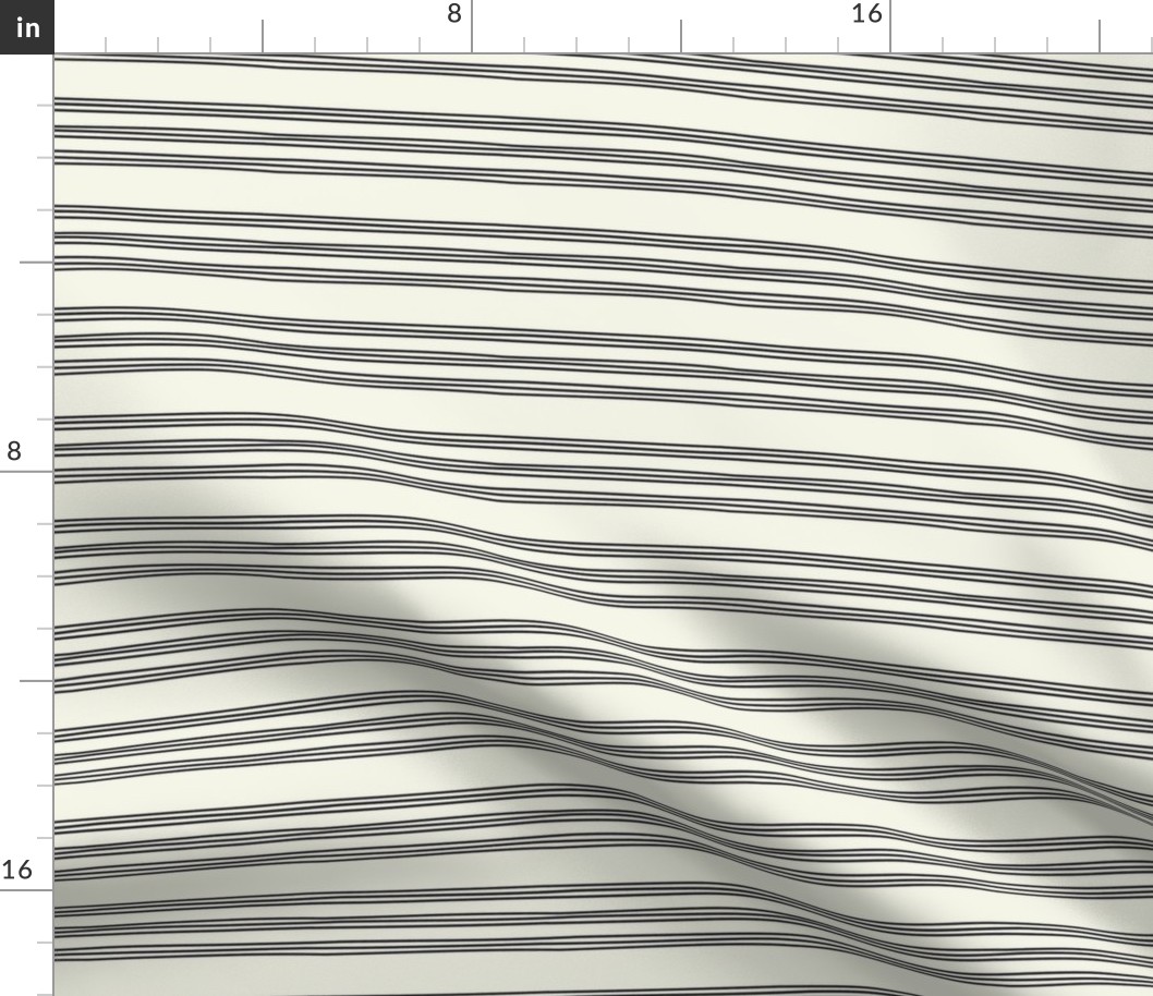Triple Thin Stripe Horizontal - Cream, Small Scale