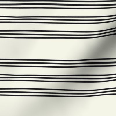 Triple Thin Stripe Horizontal - Cream, Medium Scale