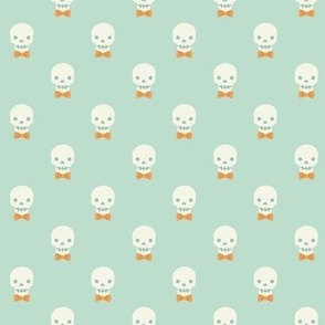 Bow Tie Skulls - Pale Sea Glass, Small Scale