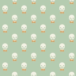 Bow Tie Skulls - Sage, Small Scale