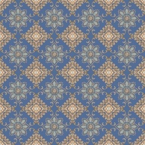 4" Moroccan Medallion Paisley Tile Deep Blue by Audrey Jeanne