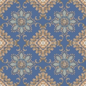 8" Moroccan Medallion Paisley Tile Deep Blue by Audrey Jeanne