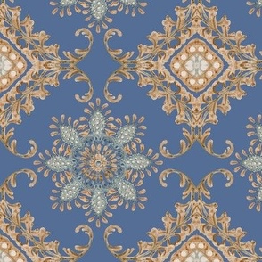 12" Moroccan Medallion Paisley Tile Deep Blue by Audrey Jeanne