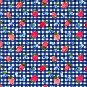 Strawberry Blueberry Gingham navy XS