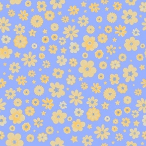 Yellow flowers on lavender background 