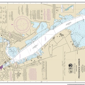 NOAA nautical chart #13225, Providence Harbor  (42"x28.7", fits on one yard of any fabric)