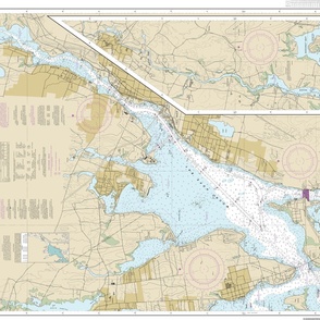 NOAA nautical chart #13226, Mount Hope Bay  (42"x30", fits on one yard of any fabric)