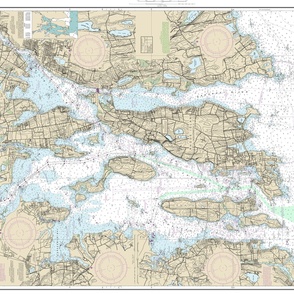 NOAA nautical chart #1322,1 Narragansett Bay 54x33" (fits on one yard of wider fabrics)