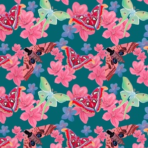 Pretty springtime fun - florals and butterflies - green