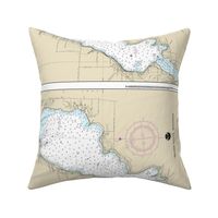 NOAA chart #14886-7 Michigan's Inland route:  Mullett Lake (21"x12.3", fits on any Fat Quarter)