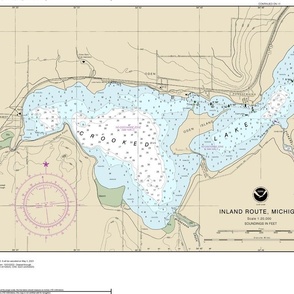 NOAA chart #14886-13 Michigan's Inland route:  Crooked Lake (21"x15.1", fits on any Fat Quarter)