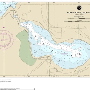 NOAA chart #14886-14 Michigan's Inland route:  Pickerel Lake (21x15.2", fits on any Fat Quarter)