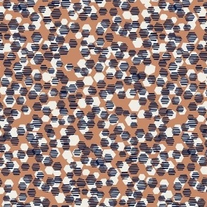 hexi-dots texture-small scale_deep navy and sandstone beige