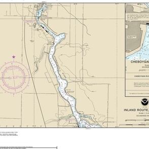 NOAA chart #14886-4 Michigan's Inland route:  Cheboygan River Lock (21"x15.2")